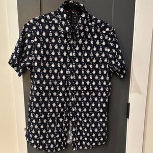Men's Navy Blue Casual Shirt with Pattern